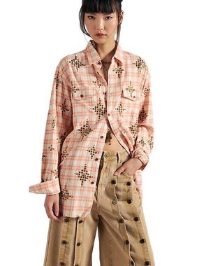 NWT One Teaspoon X Free People Lunar Flannel Shirt-Pink